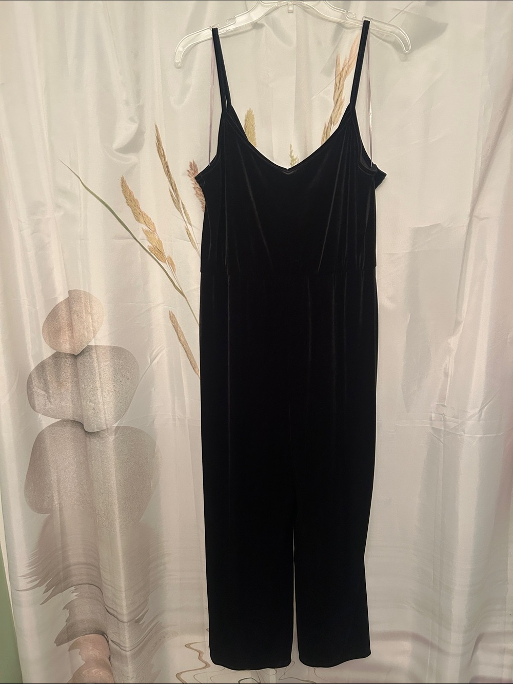 wild fable Black Velvet Spaghetti-Strap Jumpsuit